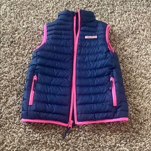 Navy Blue Puffer Vest with Pink Trim